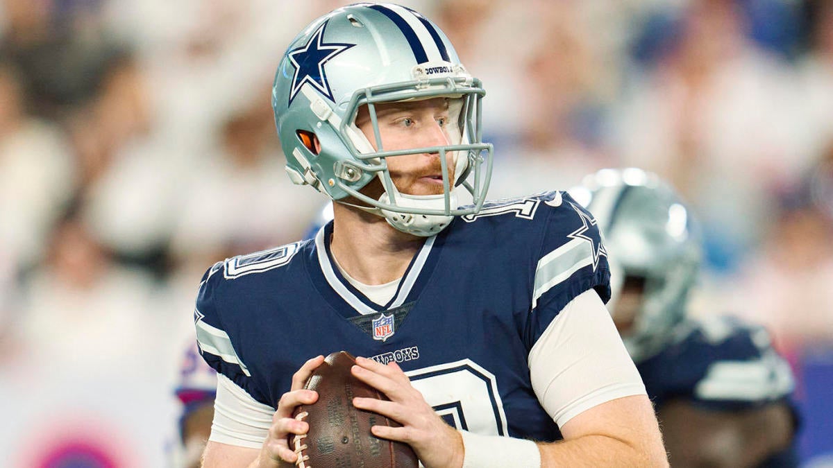 Dallas Cowboys quarterback Dak Prescott (4) looks to pass during a  Thanksgiving day NFL football game against the Las Vegas Raiders, Thursday,  Nov. 25, 2021, in Arlington, Texas. (AP Photo/Matt Patterson Stock