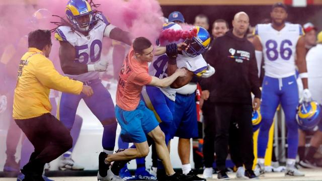 Protesters interrupt NFL's Bills-Rams season-opener with pink smoke bombs