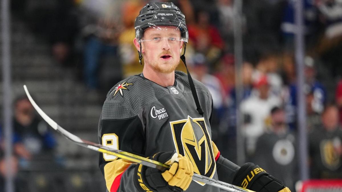 Jack Eichel practices with Golden Knights for 1st time, Golden Knights