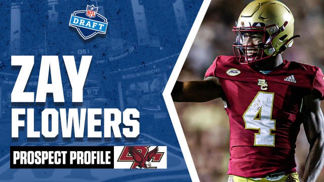 With the No. 22 pick of the 2023 NFL Draft, the Baltimore Ravens pick  Boston College WR Zay Flowers.