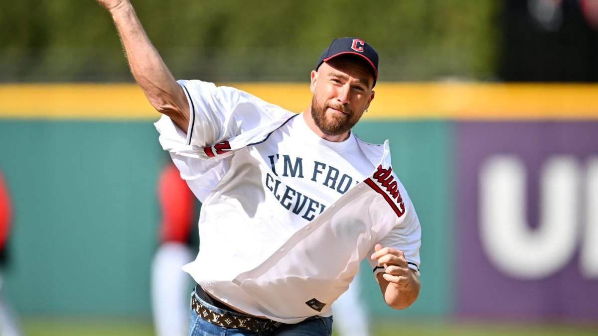 WATCH: Chiefs tight end Travis Kelce struggles with first pitch at Guardians 2023 home opener WATCH: Chiefs tight end Travis Kelce struggles with first pitch at Guardians 2023 home opener