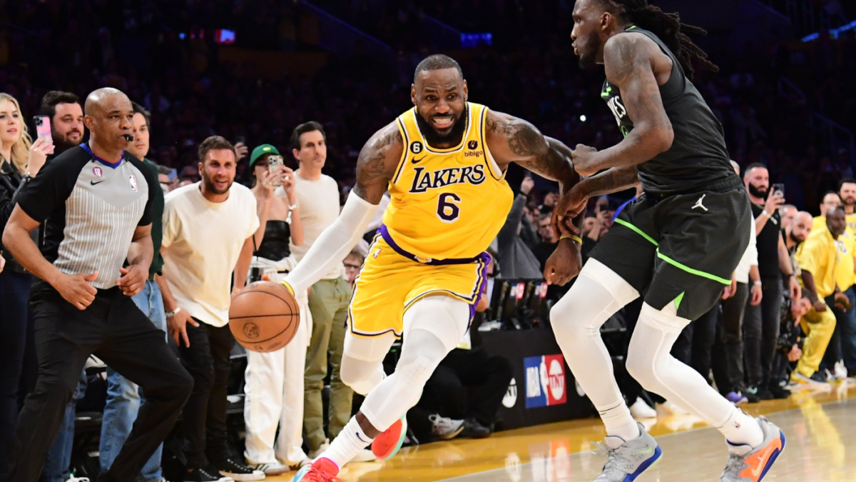 LakersTimberwolves score LeBron James leads L.A. to overtime victory