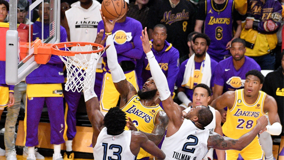 Lebron James Los Angeles Lakers Unsigned Dunk vs. Grizzlies in Game 4 of The 2023 NBA Playoffs Photograph