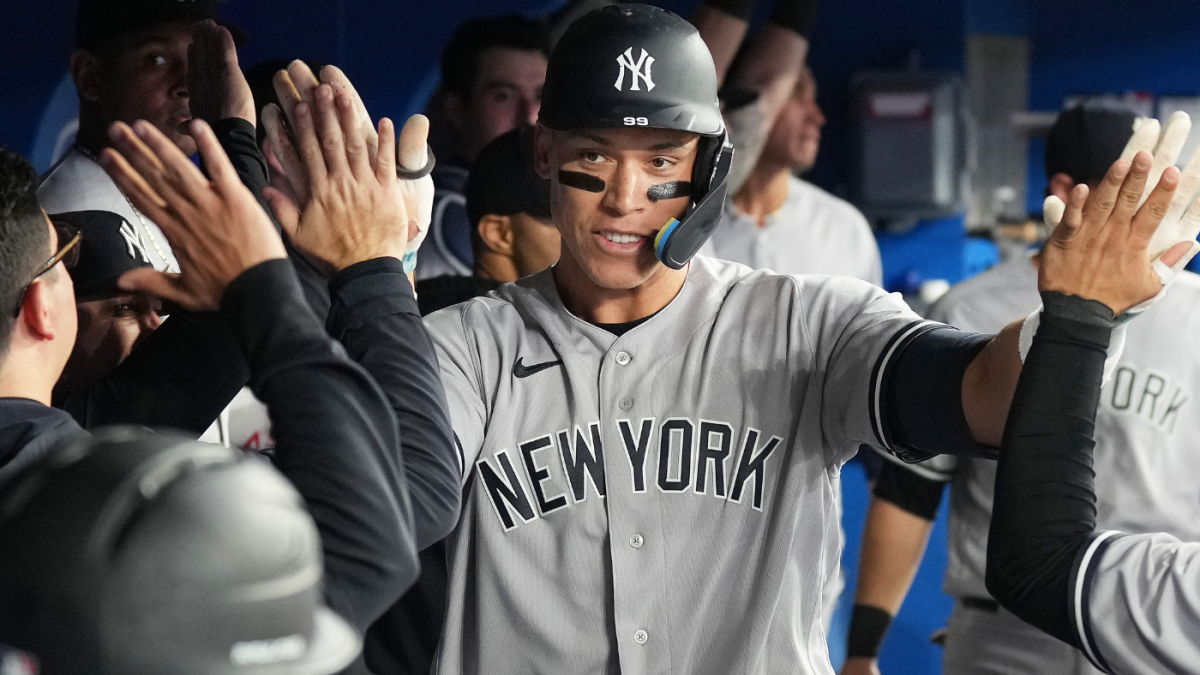 Dunedin, United States. 18th Mar, 2023. New York Yankees' Aaron Judge walks  to the dugout after a called third strike from Toronto Blue Jays reliever  Jackson Rees during the fifth inning of