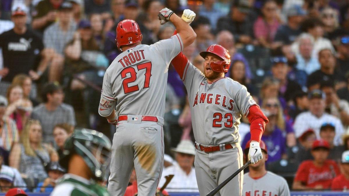 Angels break franchise record vs. Rockies with 25-run outpouring, including record-tying 13-run frame