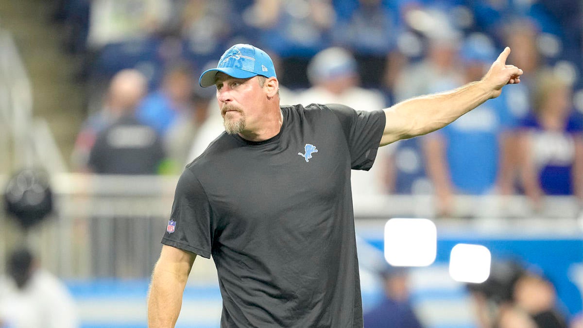 DETROIT, MI - AUGUST 11: Detroit Lions head coach Dan Campbell reacts  silently watching the replay in the stadium during the game between New  York Giants and Detroit Lions on August 11