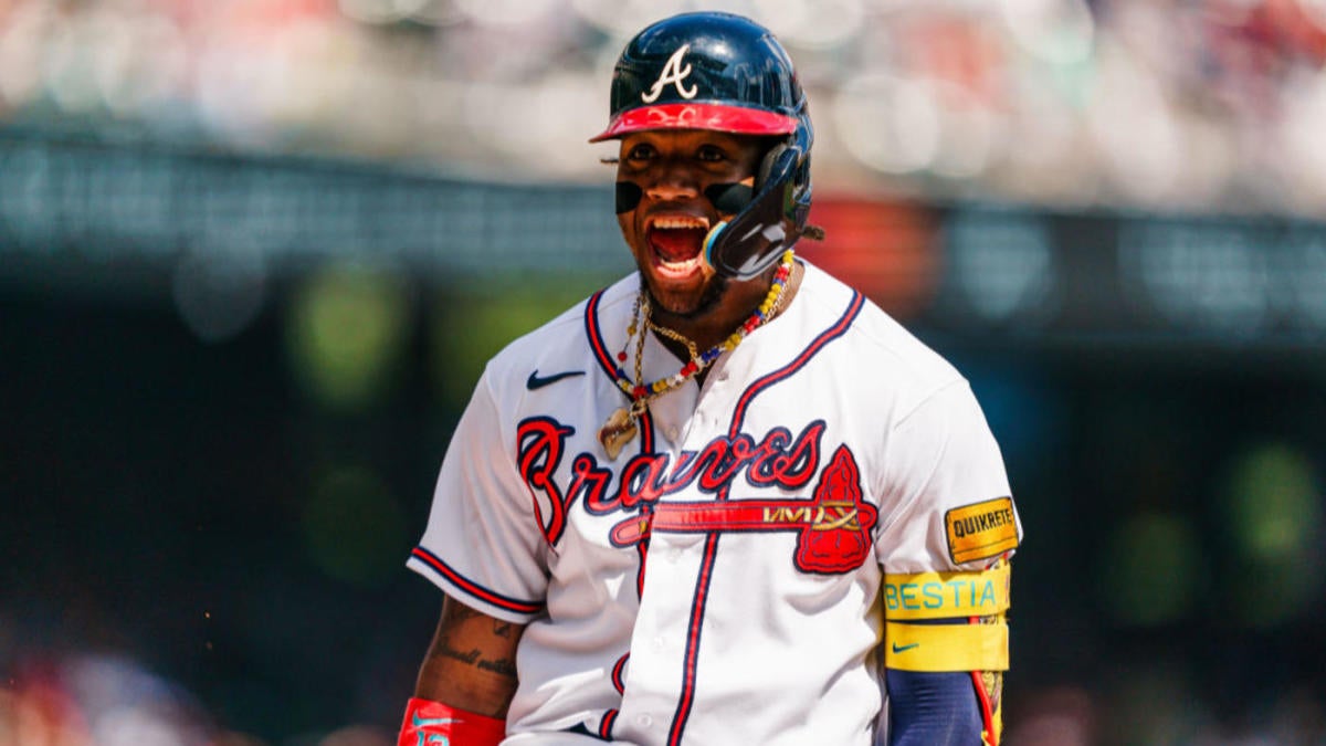 Braves' Ronald Acuna reacts to being pulled from game for not