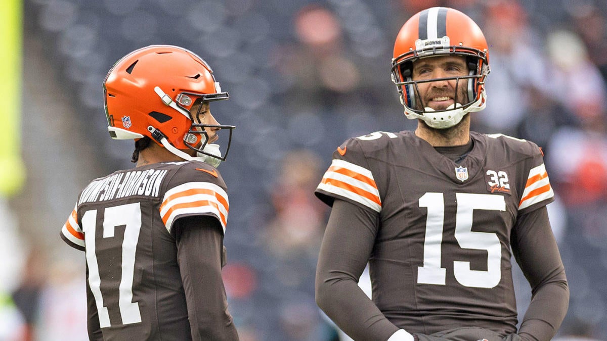 Browns Joe Flacco Wants To Play In 2024 And Doesn T Intend On Retiring   Usatsi Dorian Thompson Robinson Joe Flacco Browns Pregame 