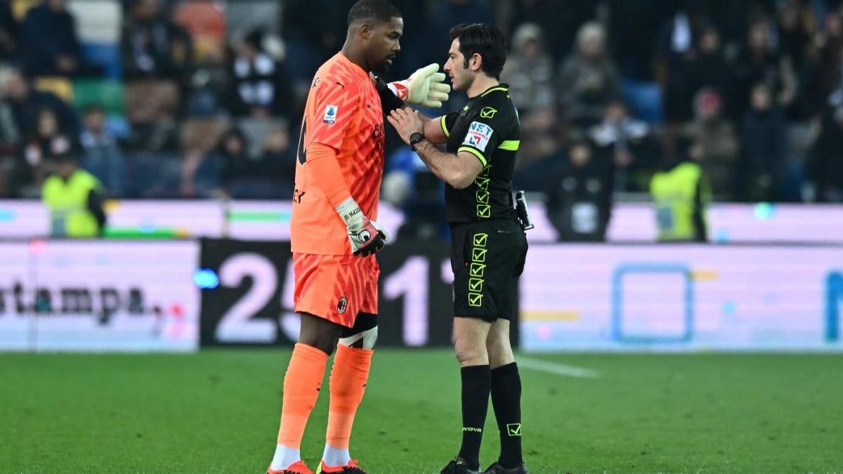 Mike Maignan, Milan players walks off pitch after alleged racial abuse in Serie A match at Udinese