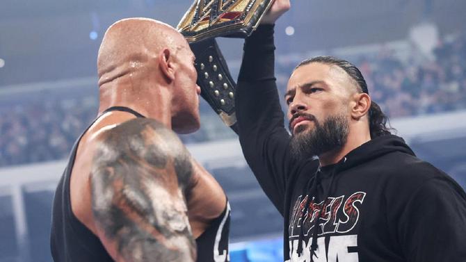 Dwayne Johnson The Rock vs Roman Reigns on WWE SmackDown ahead of WRestleMania 40 pro wrestling news feb 8 2024