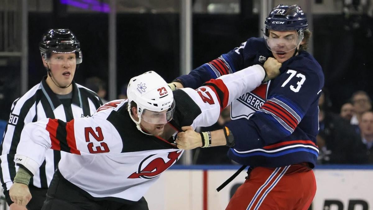 Line brawl leads to eight ejections, Rangers manage to top Devils 4-3 in  pivotal matchup 