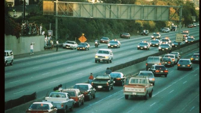 Police Chase O.J. Simpson On Highway 405