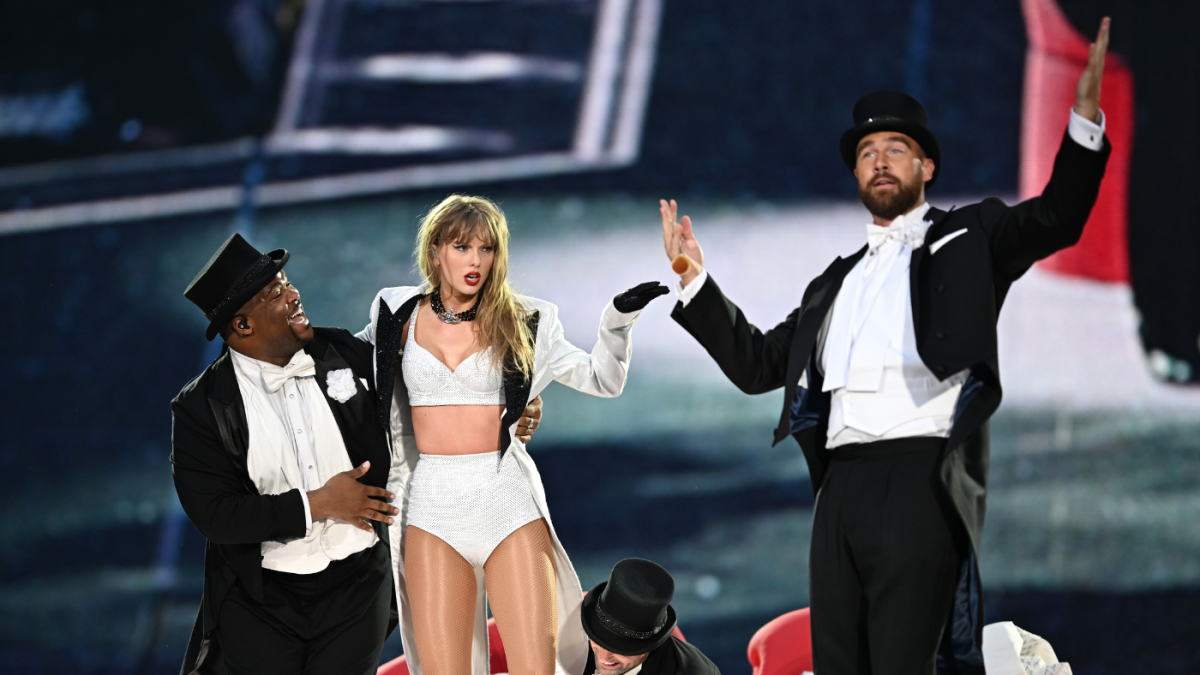 WATCH: Travis Kelce joins Taylor Swift on stage for surprise Eras tour appearance at London's Wembley Stadium WATCH: Travis Kelce joins Taylor Swift on stage for surprise Eras tour appearance at London's Wembley Stadium