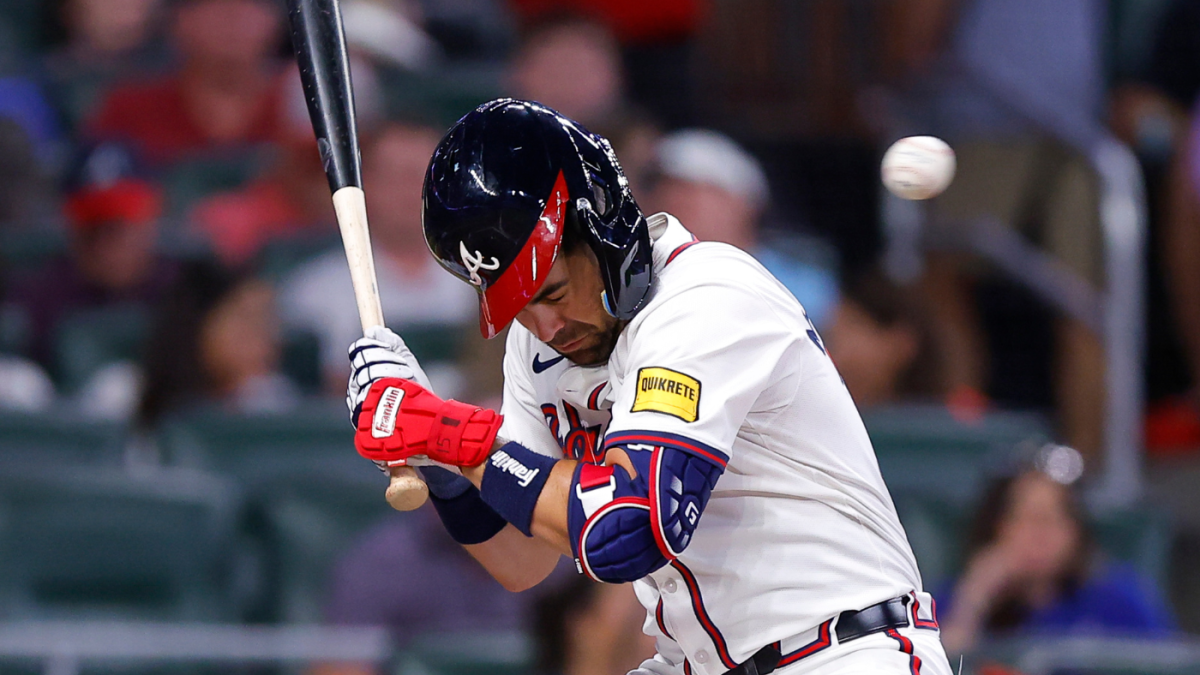 Braves infielder Whit Merrifield fumes after getting hit by pitch in head, then laments lack of retaliation - CBSSports.com