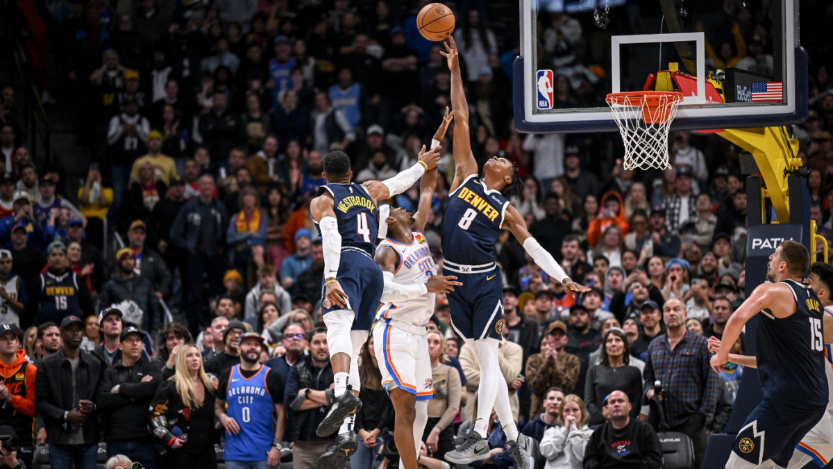 WATCH: Nuggets' Peyton Watson blocks Shai Gilgeous-Alexander at buzzer to give Thunder their first loss - CBSSports.com