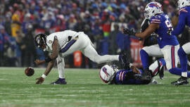 Ravens' Lamar Jackson expresses frustration after sloppy playoff loss to Bills: 'Hold on to the f---ing ball'