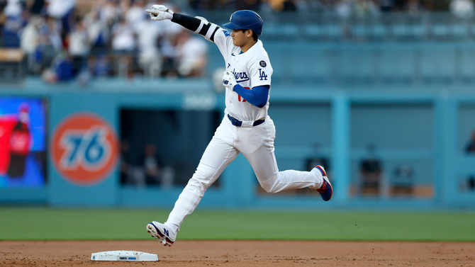 Shohei Ohtani hitting a home run