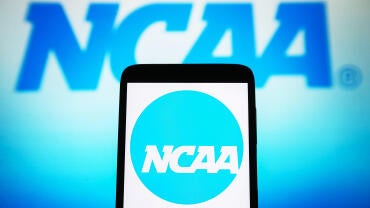 In this photo illustration, a National Collegiate Athletic