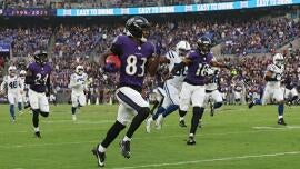 El recluta de los Ravens Lajohntay Wester predijo sus equipos especiales de TD contra los Colts durante la apertura de la pretemporada
