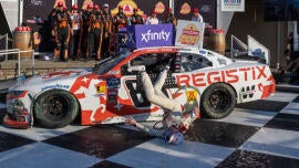 Connor Zilisch suffers broken collarbone after falling off his car in Victory Lane after NASCAR Xfinity race