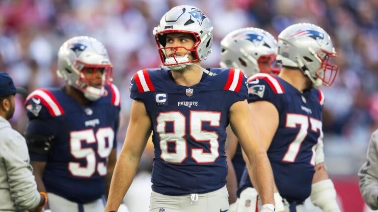 Hunter Henry, tight end dos New England Patriots, em ação.