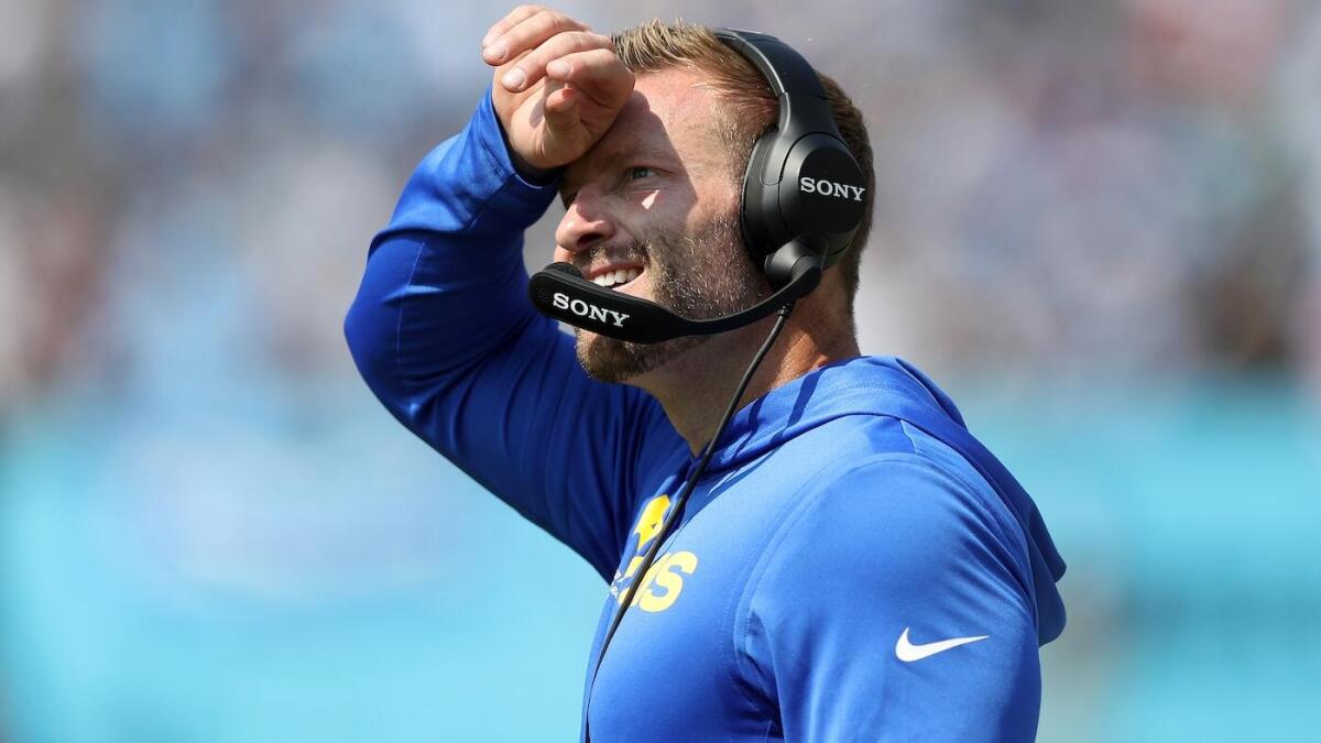 Rams coach Sean McVay suffered torn plantar fascia during Week 2 win over Titans - CBSSports.com