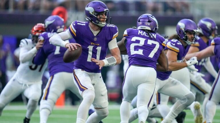 Carson Wentz dos Vikings em ação