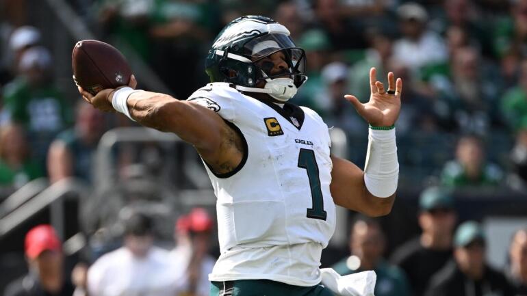 Jalen Hurts, quarterback do Philadelphia Eagles, em ação.