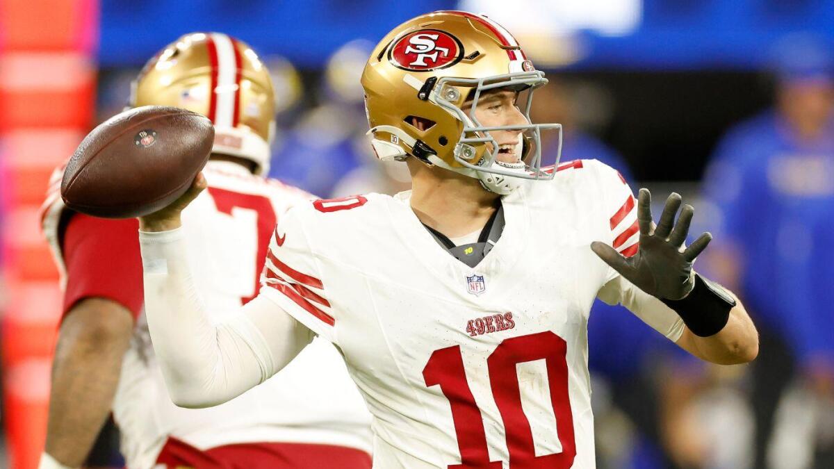 49ers coach Kyle Shanahan praises backup QB Mac Jones after win vs. Rams  with Brock Purdy still 'week to week' - CBS Sports