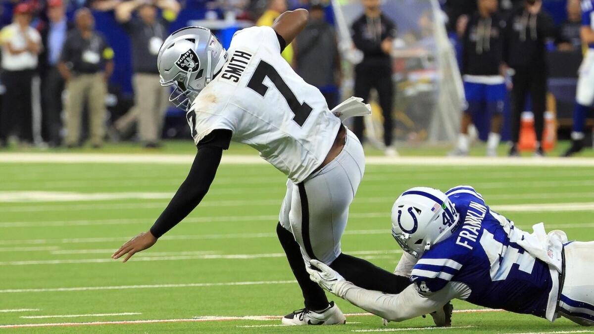 Turnover machine Geno Smith turning into historic catastrophe for Raiders, plus NFL Week 5 sport balls, gaffes