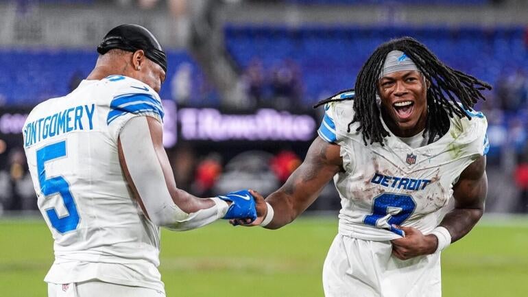 David Montgomery e Jahmyr Gibbs dos Lions em ação.