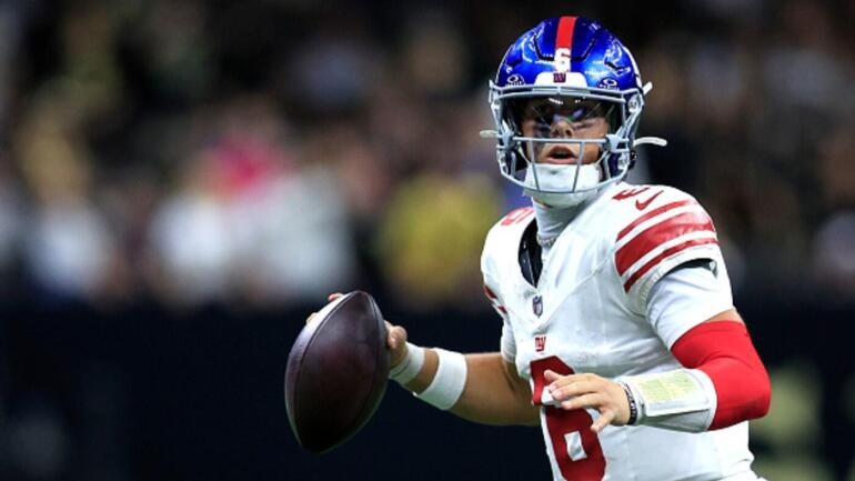 Jaxson Dart comemora touchdown pelos New York Giants
