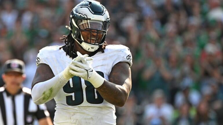 Jalen Carter, defensive tackle do Philadelphia Eagles, em ação.