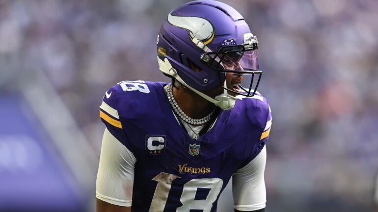 Justin Jefferson dos Minnesota Vikings em ação.