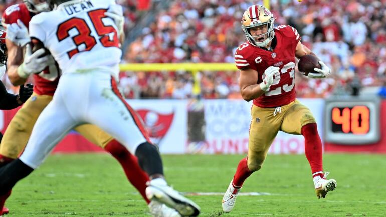 Christian McCaffrey, running back dos San Francisco 49ers.