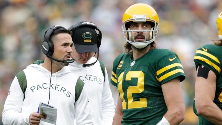 Matt LaFleur e Aaron Rodgers durante tempo juntos nos Packers
