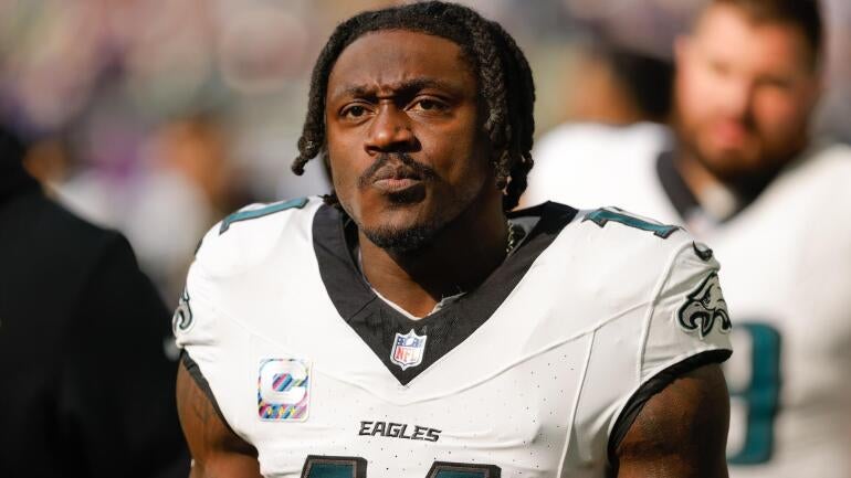A.J. Brown comemora touchdown pelos Philadelphia Eagles.