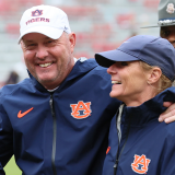 Hugh Freeze celebrates after Auburn defeated Arkansas in Week 9