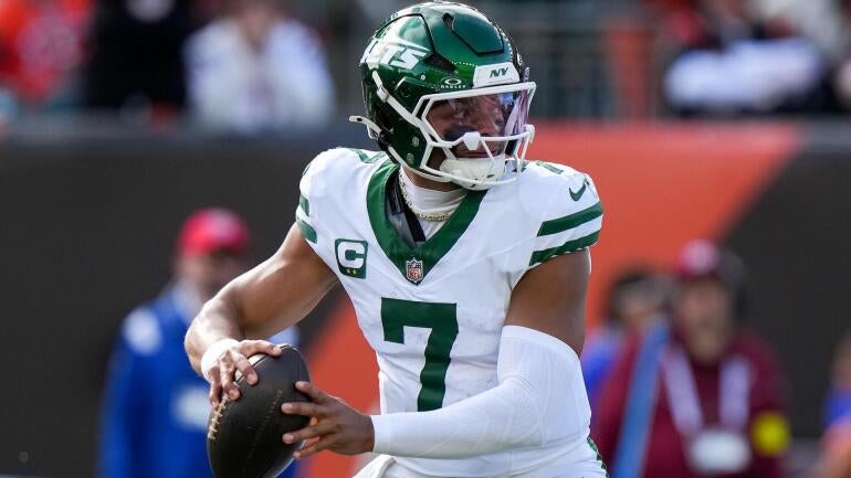 Jogadores do New York Jets comemorando vitória.
