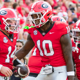 Georgia players celebrate during a recent win over Ole Miss
