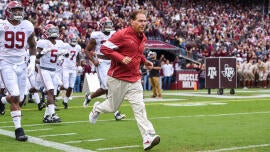 Former Alabama coach Nick Saban claims Texas A&M pipes in crowd noise during home games at Kyle Field