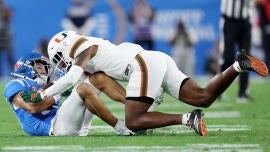 Miami's Mario Cristobal laments 'unjustly administered' targeting penalty against suspended CB Xavier Lucas