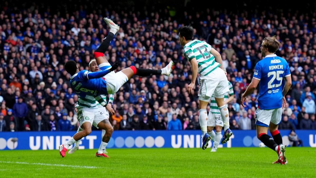 WATCH: Rangers' Youssef Chermiti score ridiculous bicycle kick goal vs. Celtic in Old Firm derby