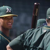 Oakland A's top pick Kyler Murray is officially signed and takes batting practice at the Oakland Alameda Coliseum on Friday, June 15, 2018 in Oakland, Calif.