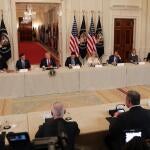 President Trump Participates In A Saving College Sports Roundtable In The East Room