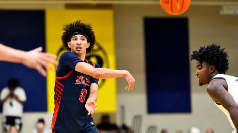 Florida Rebels Cayden Daughtry (3) passes the ball during the third day of the 2026 Nike EYBL Peach Jam at Riverview Park