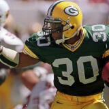 Green Bay Packers running back Ahman Green sees nothing but daylight while scampering for a touchdown during the first quarter