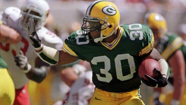 Green Bay Packers running back Ahman Green sees nothing but daylight while scampering for a touchdown during the first quarter