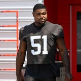Cleveland Browns Mike Hall Jr. walks on the field at minicamp.