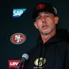 49ers head coach Kyle Shanahan speaks with reporters during an Australia press conference.